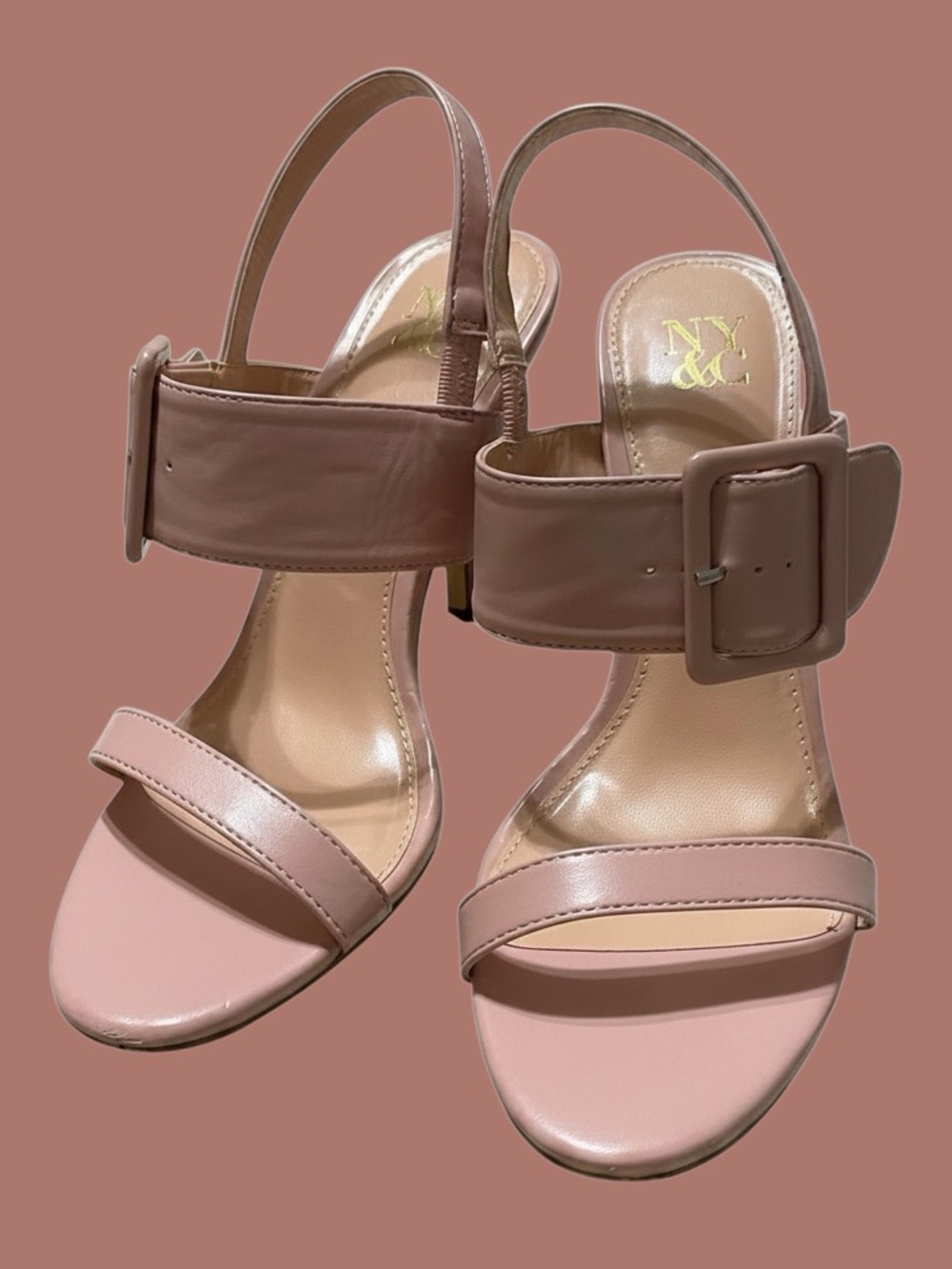 NY&C New York & Company Dusty Pink Buckle Heels Size 7.5 Block Heel Pumps